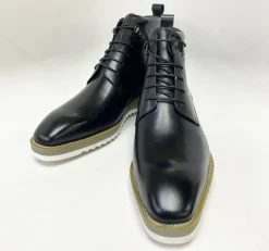 Burnished Calfskin Lace-Up Boot Black