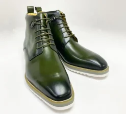Burnished Calfskin Lace-Up Boot Hunter Green