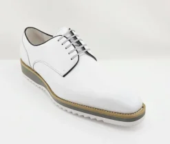 Burnished Calfskin Lace-Up Shoe White