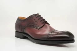 Burnished Calfskin Lace-Up Oxford Burgundy