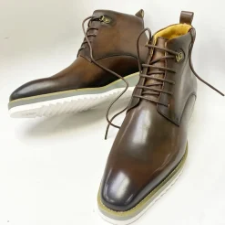 Burnished Calfskin Lace-Up Boot Brown