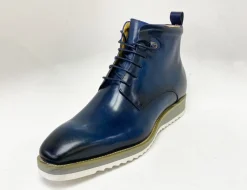 Burnished Calfskin Lace-Up Boot Navy