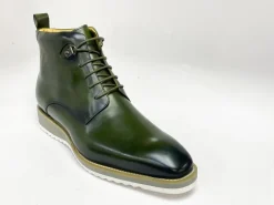 Burnished Calfskin Lace-Up Boot Hunter Green