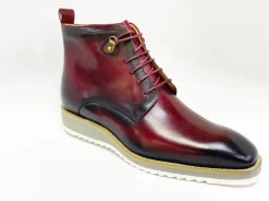 Burnished Calfskin Lace-Up Boot Burgundy