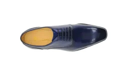 Burnished Calfskin Lace-Up Shoe Blue