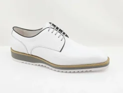 Burnished Calfskin Lace-Up Shoe White