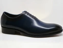 Burnished Calfskin Lace-Up Oxford Navy