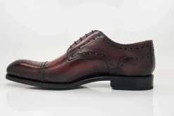 Burnished Calfskin Lace-Up Oxford Burgundy