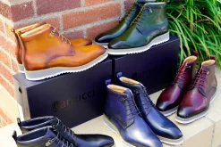 Burnished Calfskin Lace-Up Boot Black