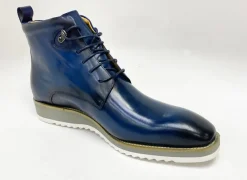 Burnished Calfskin Lace-Up Boot Navy