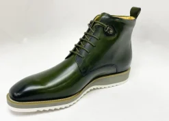 Burnished Calfskin Lace-Up Boot Hunter Green