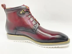 Burnished Calfskin Lace-Up Boot Burgundy