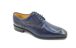 Burnished Calfskin Lace-Up Shoe Blue