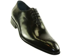Burnished Calfskin Lace-Up Oxford Black