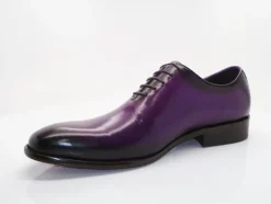 Burnished Calfskin Lace-Up Oxford Purple