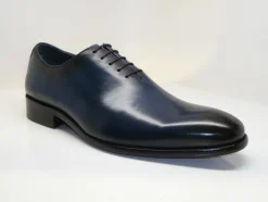 Burnished Calfskin Lace-Up Oxford Navy