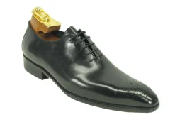 Burnished Calfskin Lace-Up Oxford Black