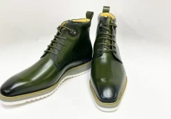 Burnished Calfskin Lace-Up Boot Hunter Green