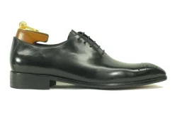 Burnished Calfskin Lace-Up Oxford Black