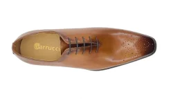 Burnished Calfskin Lace-Up Oxford Cognac
