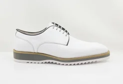 Burnished Calfskin Lace-Up Shoe White