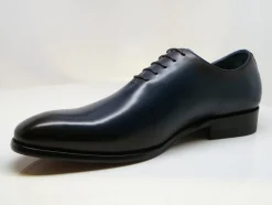 Burnished Calfskin Lace-Up Oxford Navy