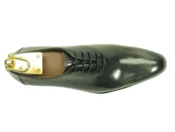Burnished Calfskin Lace-Up Oxford Black