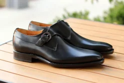 Burnished Calfskin Monkstrap Black