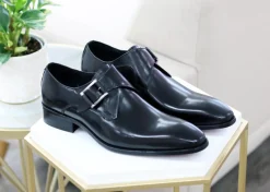Burnished Calfskin Monkstrap Black