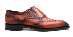 Burnished Calfskin "Owen" Lace-Up Oxford Camel