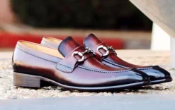 Burnished Calfskin Slip-On Loafer Brown