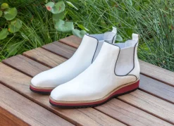 Burnished Calfskin Slip-On Boot White