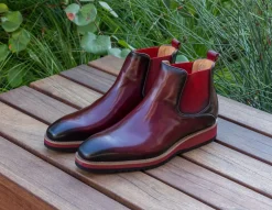 Burnished Calfskin Slip-On Boot Burgundy