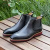 Burnished Calfskin Slip-On Boot Grey