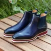 Burnished Calfskin Slip-On Boot Blue