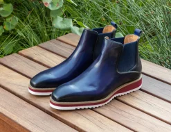 Burnished Calfskin Slip-On Boot Blue