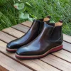 Burnished Calfskin Slip-On Boot Brown