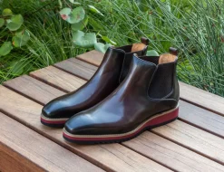 Burnished Calfskin Slip-On Boot Brown
