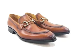 Burnished Calfskin Slip-On Loafer Cognac