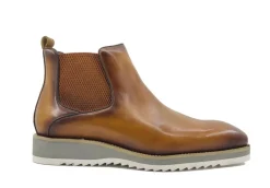 Burnished Calfskin Slip-On Boot Cognac