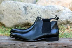 Burnished Calfskin Slip-On Boot Black