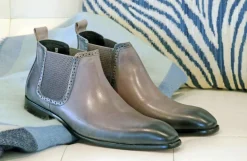 Burnished Calfskin Slip-On Boot Grey