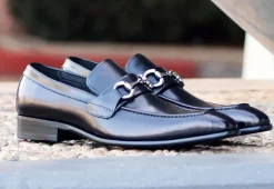 Burnished Calfskin Slip-On Loafer Black
