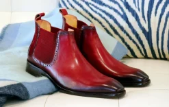 Burnished Calfskin Slip-On Boot Red