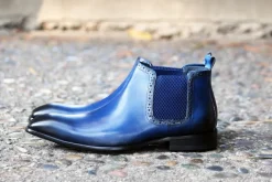 Burnished Calfskin Slip-On Boot Navy