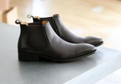 Burnished Calfskin Slip-On Boot Charcoal
