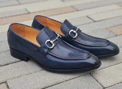 Burnished Calfskin Slip-On Loafer Blue