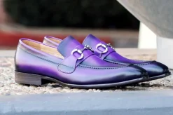 Burnished Calfskin Slip-On Loafer Purple