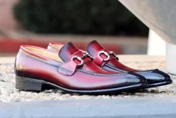 Burnished Calfskin Slip-On Loafer Red