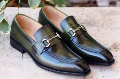 Burnished Calfskin Slip-On Loafer Green